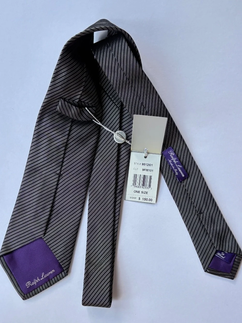 Ralph Lauren Purple Label Fine Stripped Tie with Tags